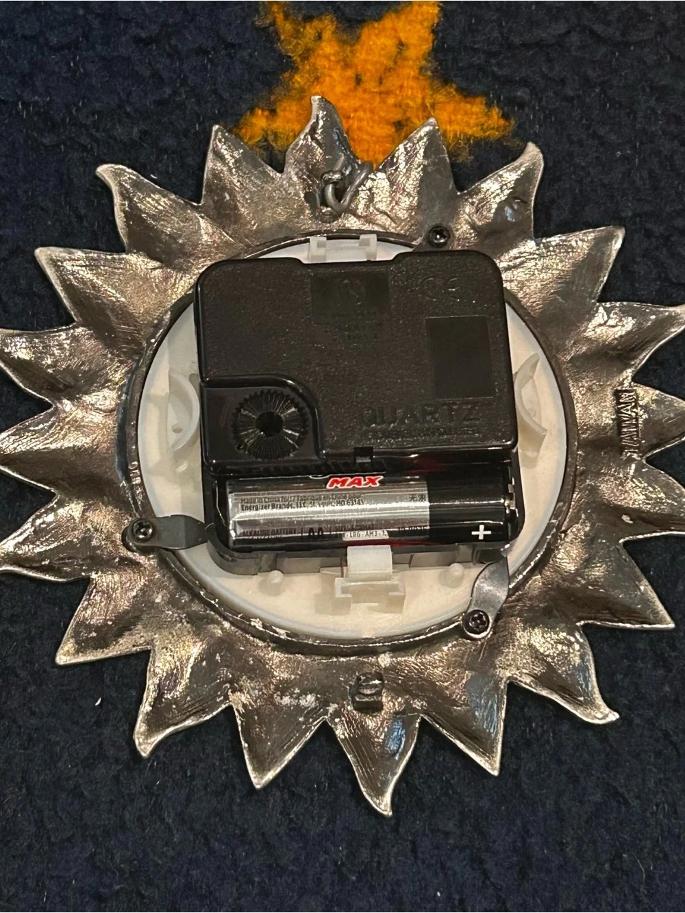 Vintage 90s Celestial Silver Sun Clock Whimsigoth Witchy Gallery Wall Decor